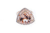 18K Rose Gold Trillion Cut Beautiful Peach Morganite with Double Halo of Diamonds